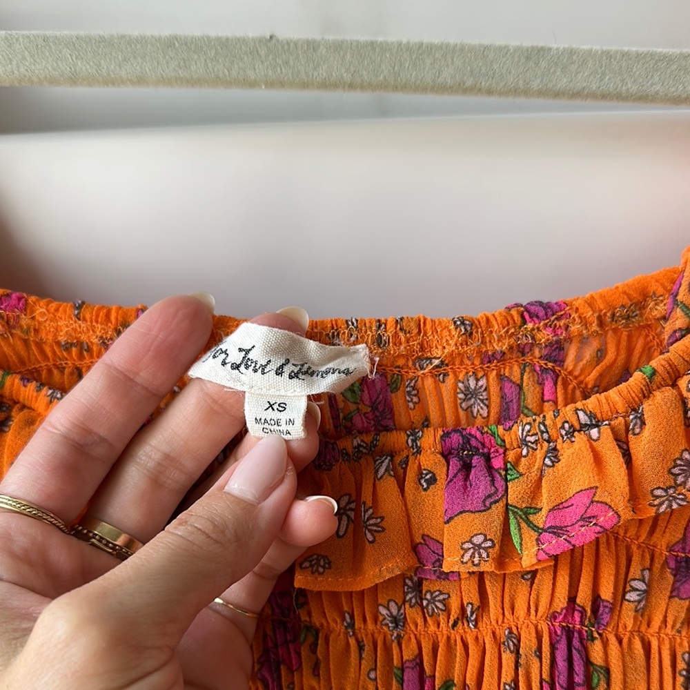 For Love and Lemons Peony Smocked Crop Top - Picture 2 of 5